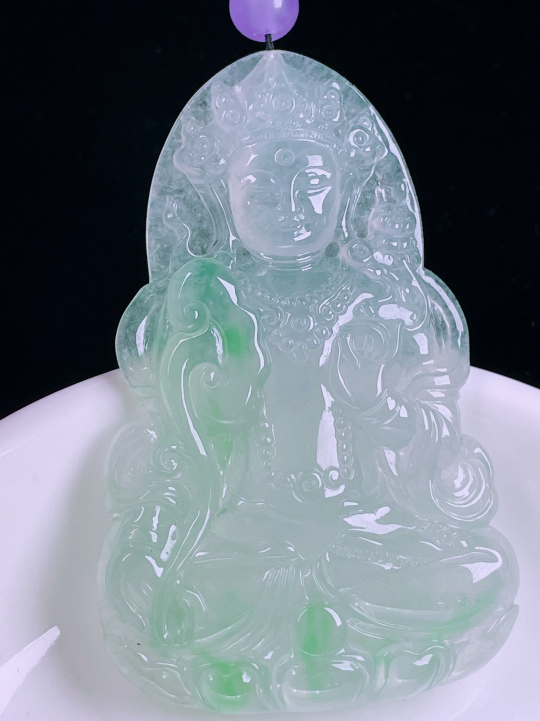 ️冰绿度母，老种起光，细底通透，尺寸：60.3/38.5/6mm0612