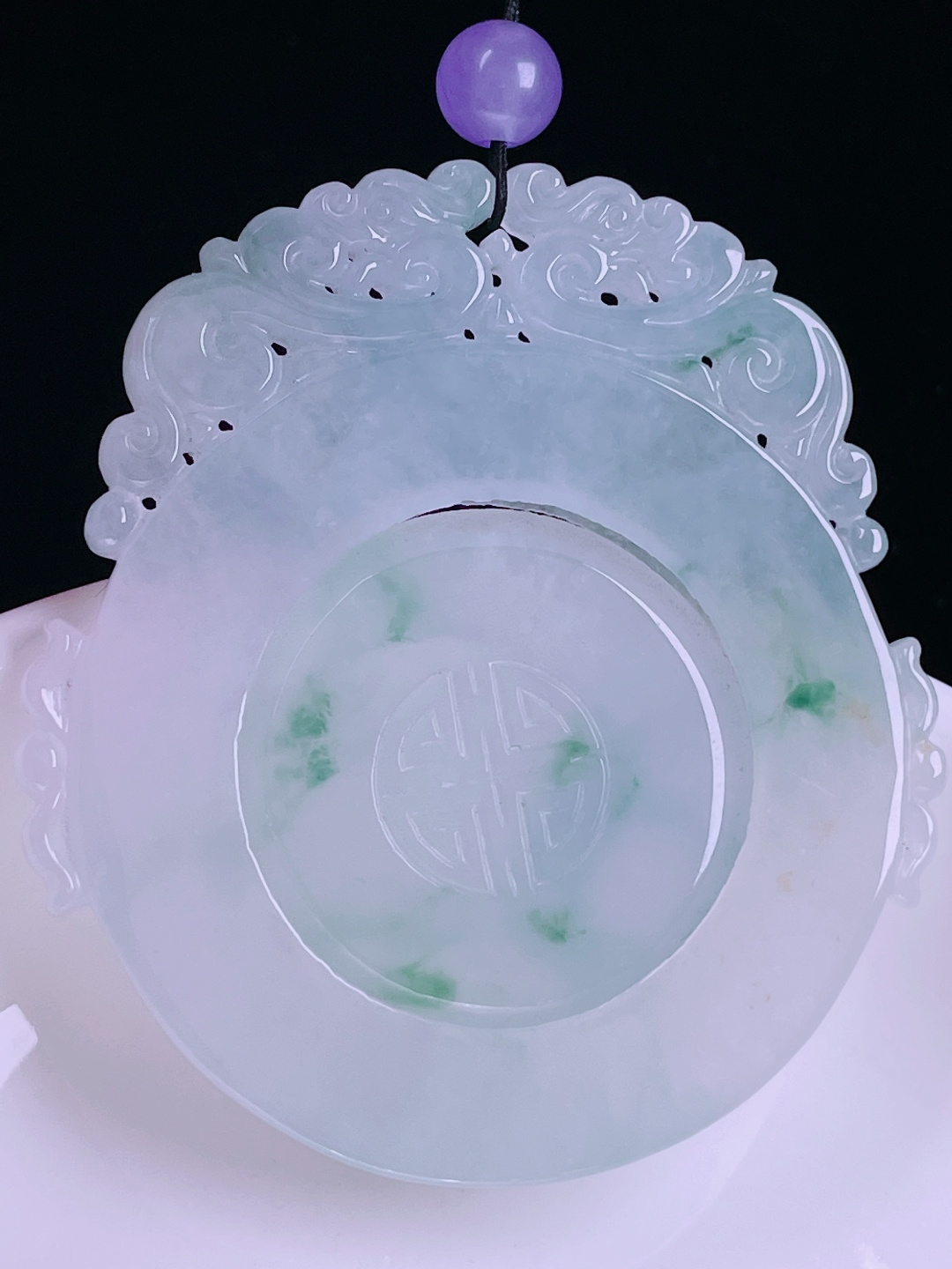 ️冰种福贝，老种起光，细底通透，尺寸：52.2/48/3.8mm0612