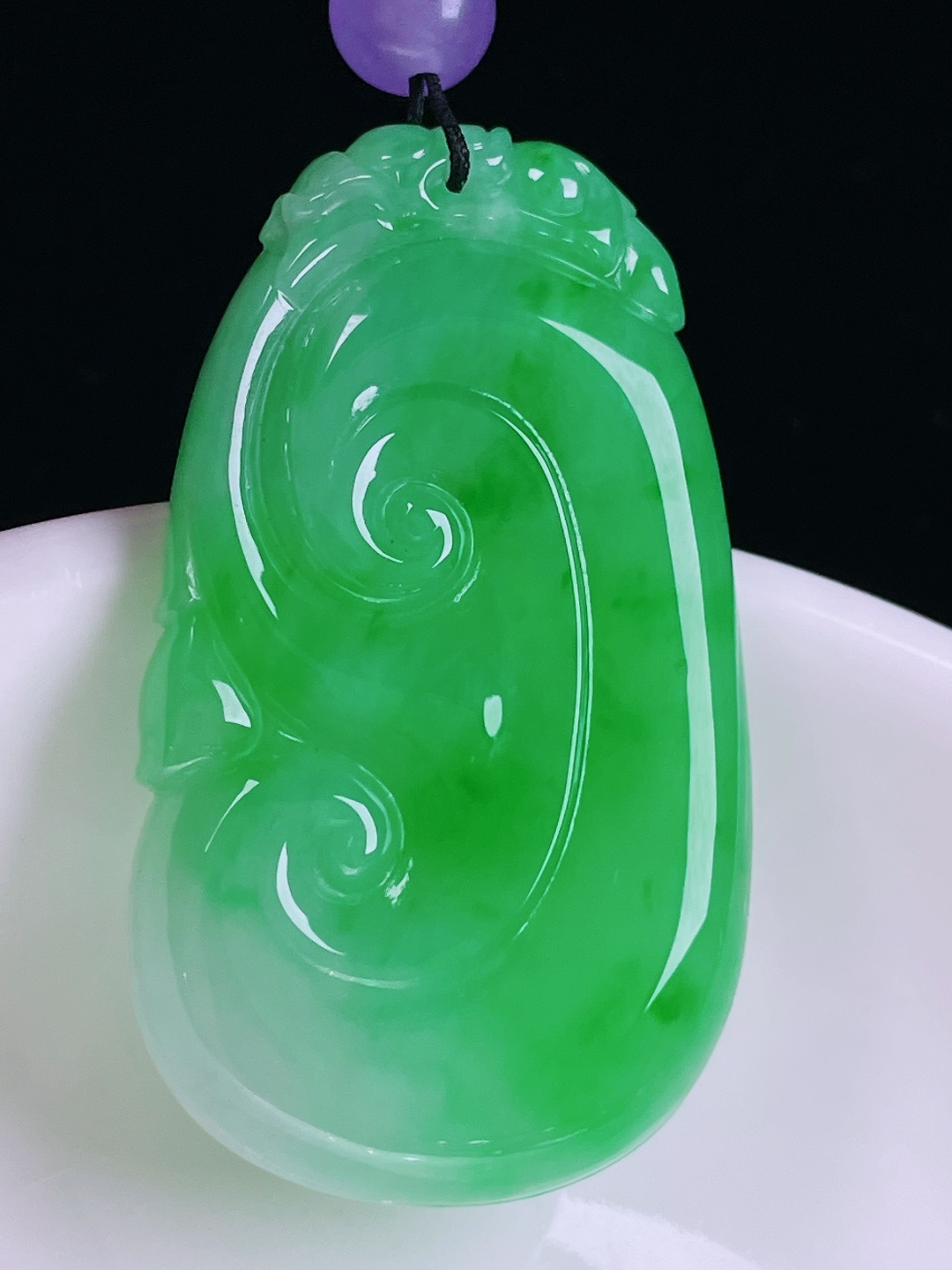 飘绿如意，老种起光，细底通透，尺寸：41.6/24/5.4mm0612
