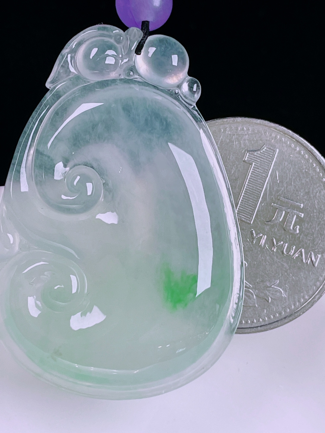 ️冰绿如意，老种起光，细底通透，尺寸：41.7/28.5/6.2mm0612