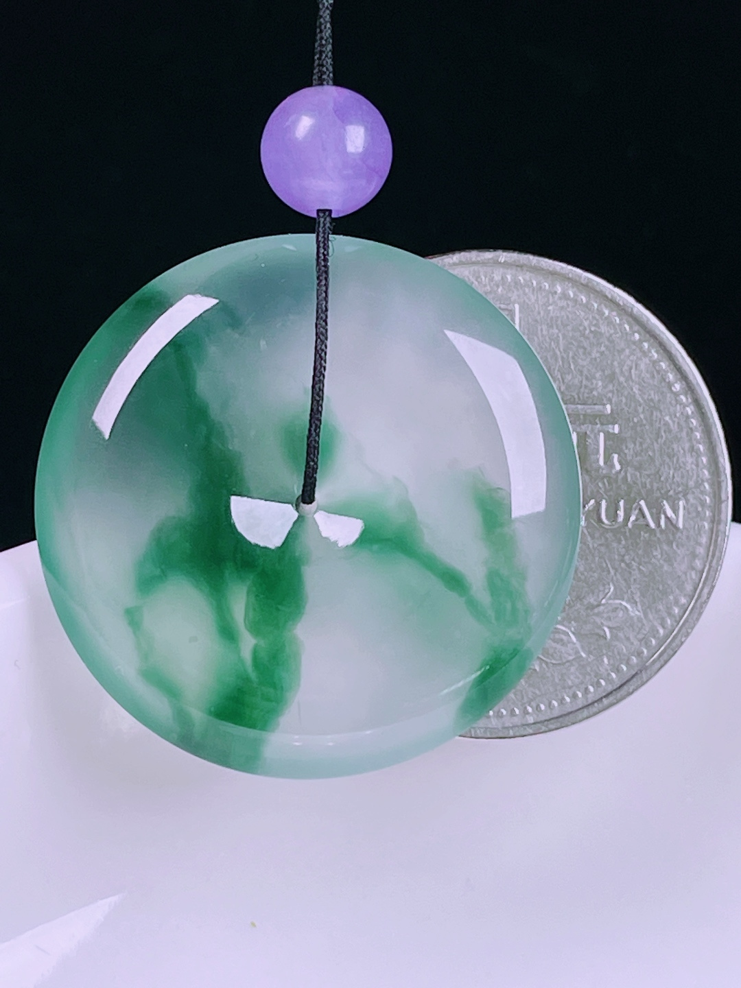 ️冰种平安扣，老种起光，细底通透，尺寸：27/5.4mm0611