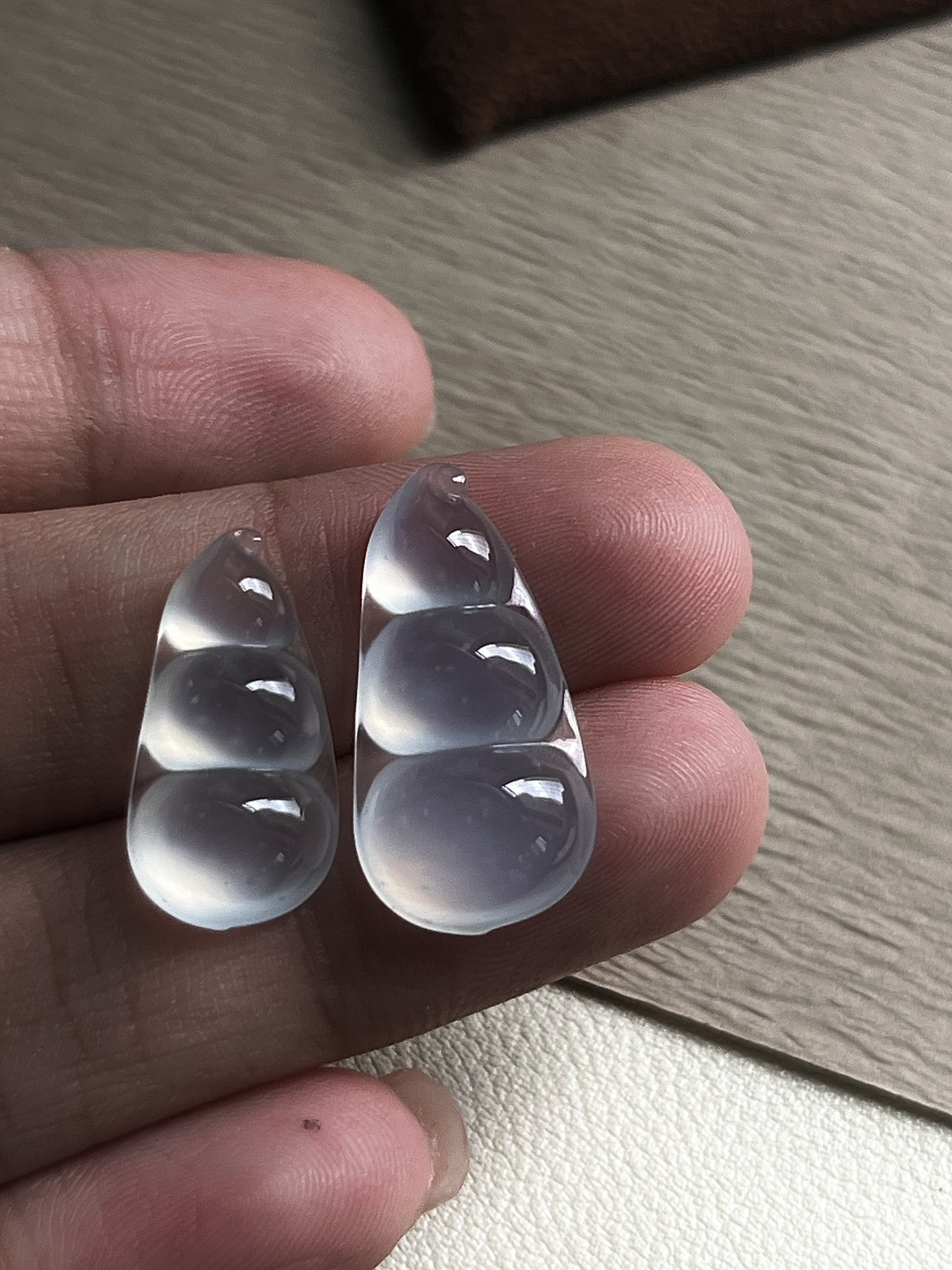 ️【福豆一对】冰润水透，种老细腻起荧尺寸：22.3*11.2*4.9，18.6*9.7*5,asd