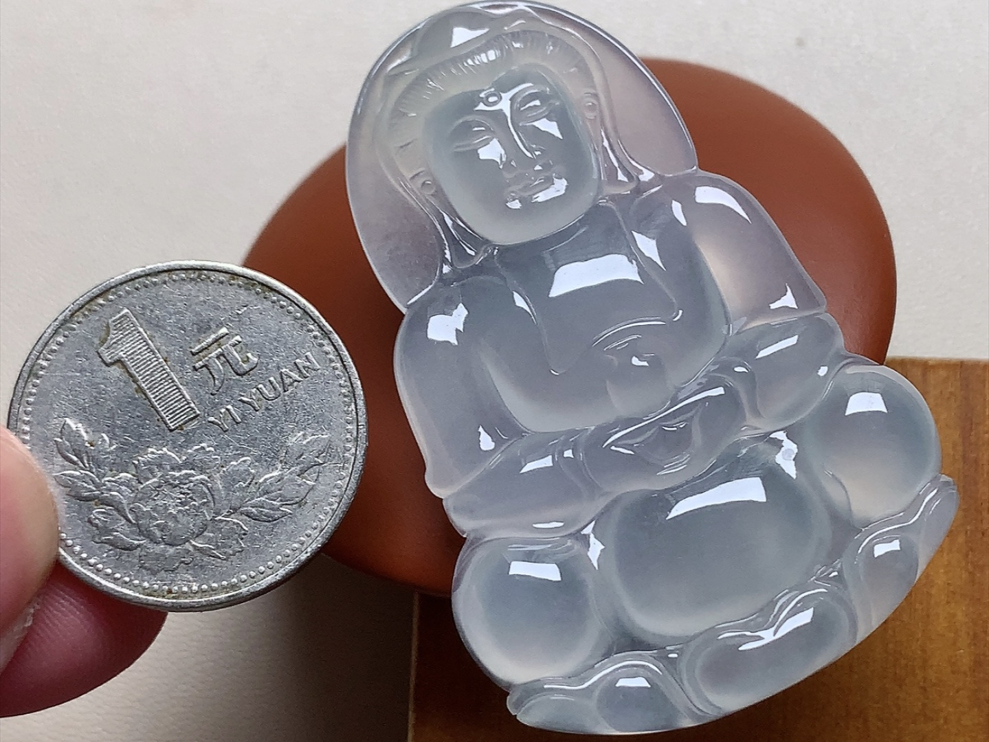 ️ 观音 雕工细致栩栩如生，起胶感，无裂尺寸55*37.2*6
