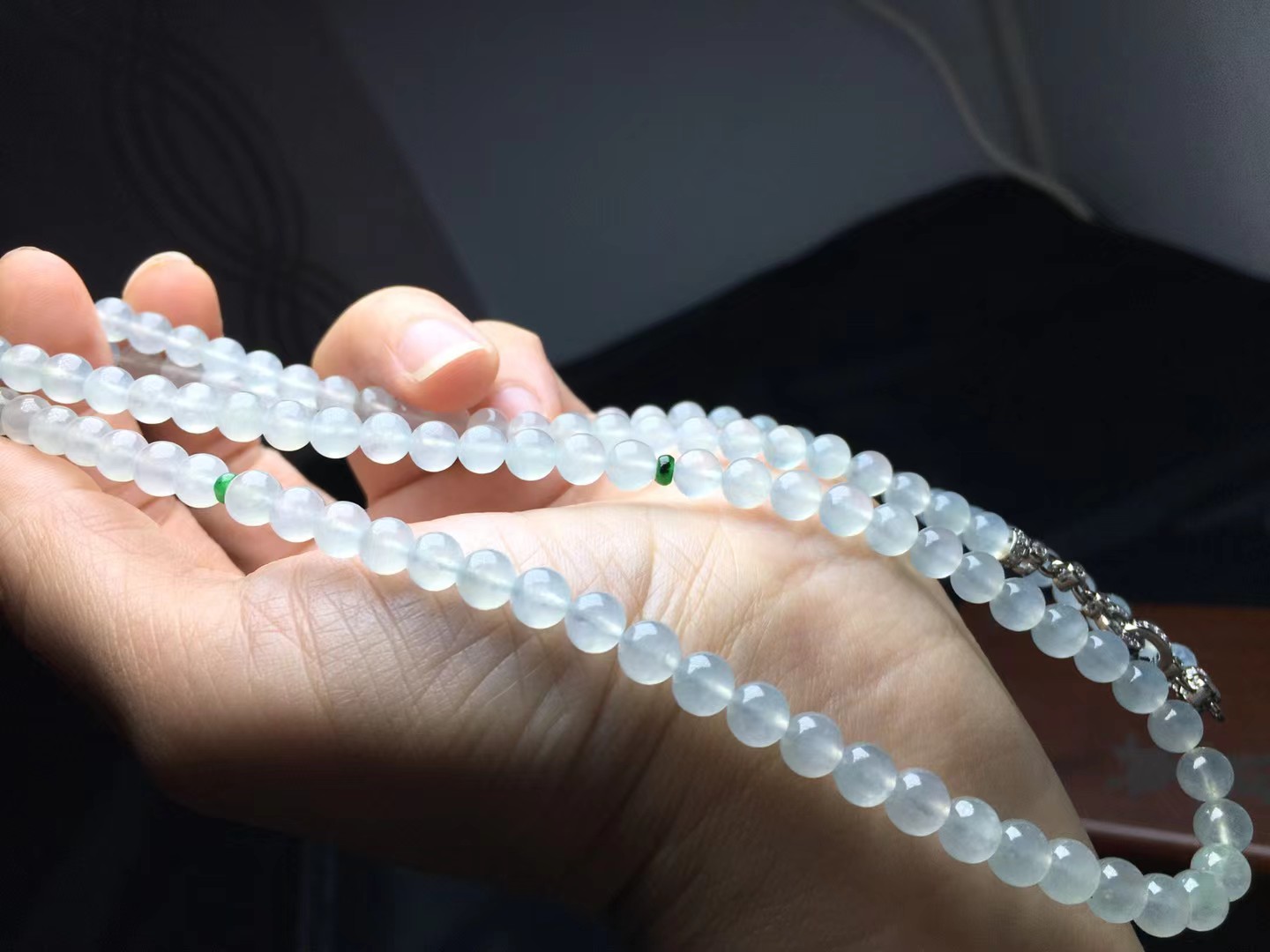 ️ 珠链，卡6～5.3mm，119颗，种好，玉质细腻，干净，纯，冰透水润，颗颗精选
