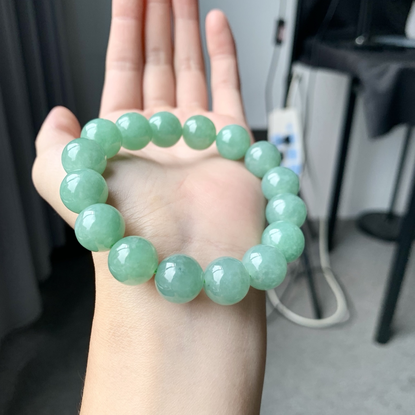 冰绿手串 色泽优美 圆润亮丽 尺寸12.7【NINI86】