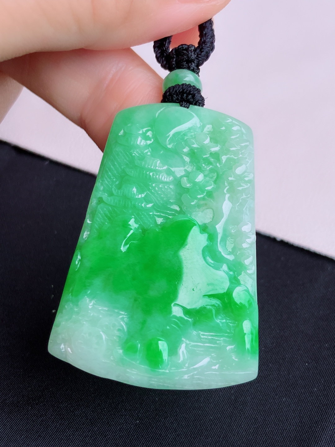 ️翠绿山水牌，意境美，尺寸44.6/32.8/5/自然光实拍