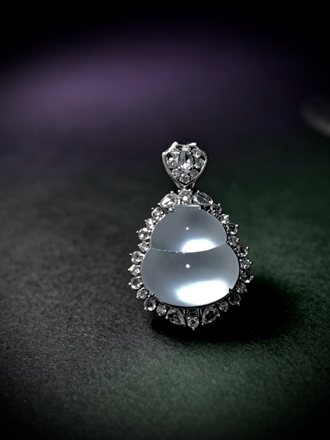 ️ 【福禄·葫芦】，茅台白高品质翡翠料子，裸石14-13.5-4mm26.5-17.8-9.5m。4.56g，18K金，南非钻