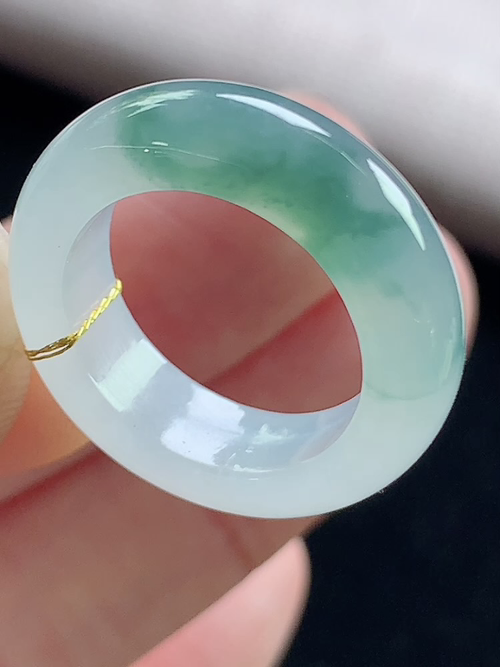 冰飘花戒指，无裂，内径尺寸15.3-5.8-3.6mm，8号手寸，L12lsk