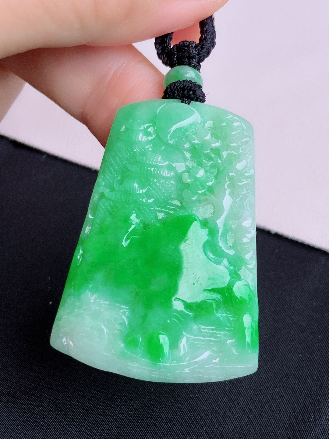 ️翠绿山水牌，意境美，尺寸44.6/32.8/5/自然光实拍