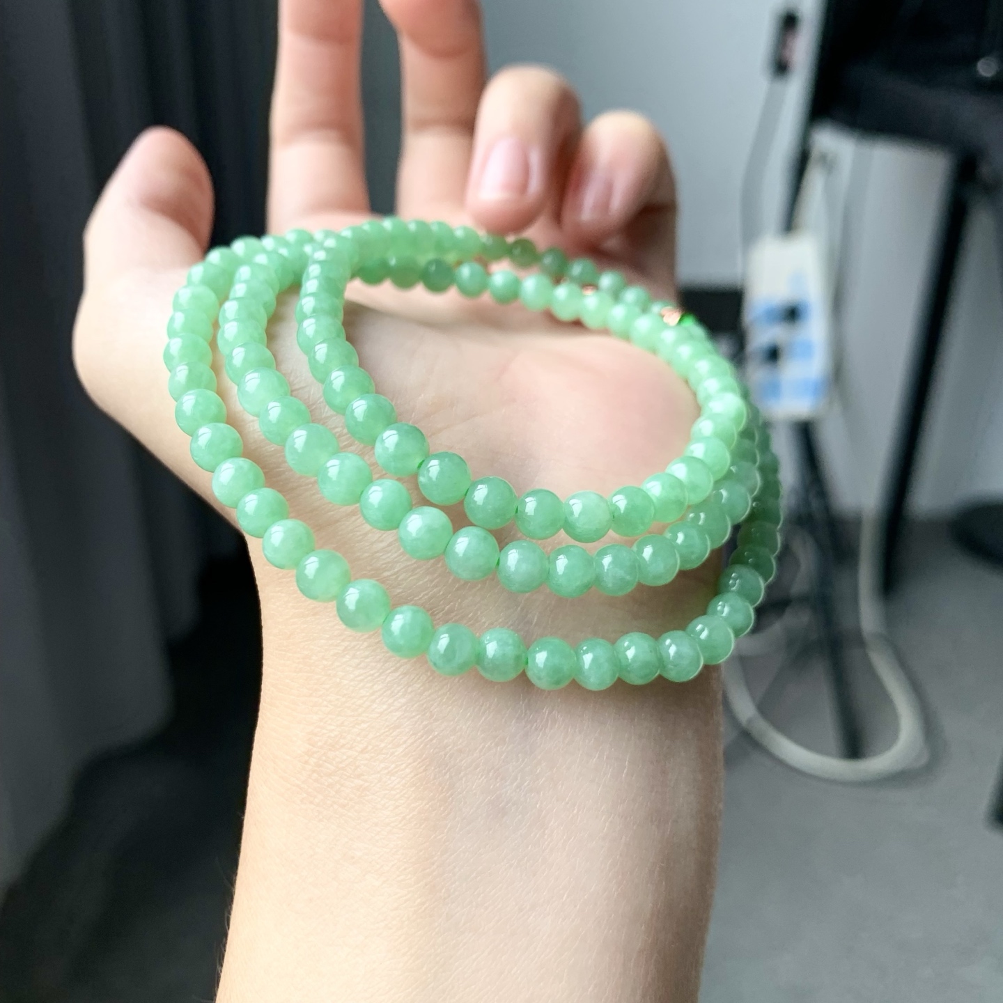 冰绿珠链 色泽优美 圆润亮丽 尺寸5颗数140【NINI165】