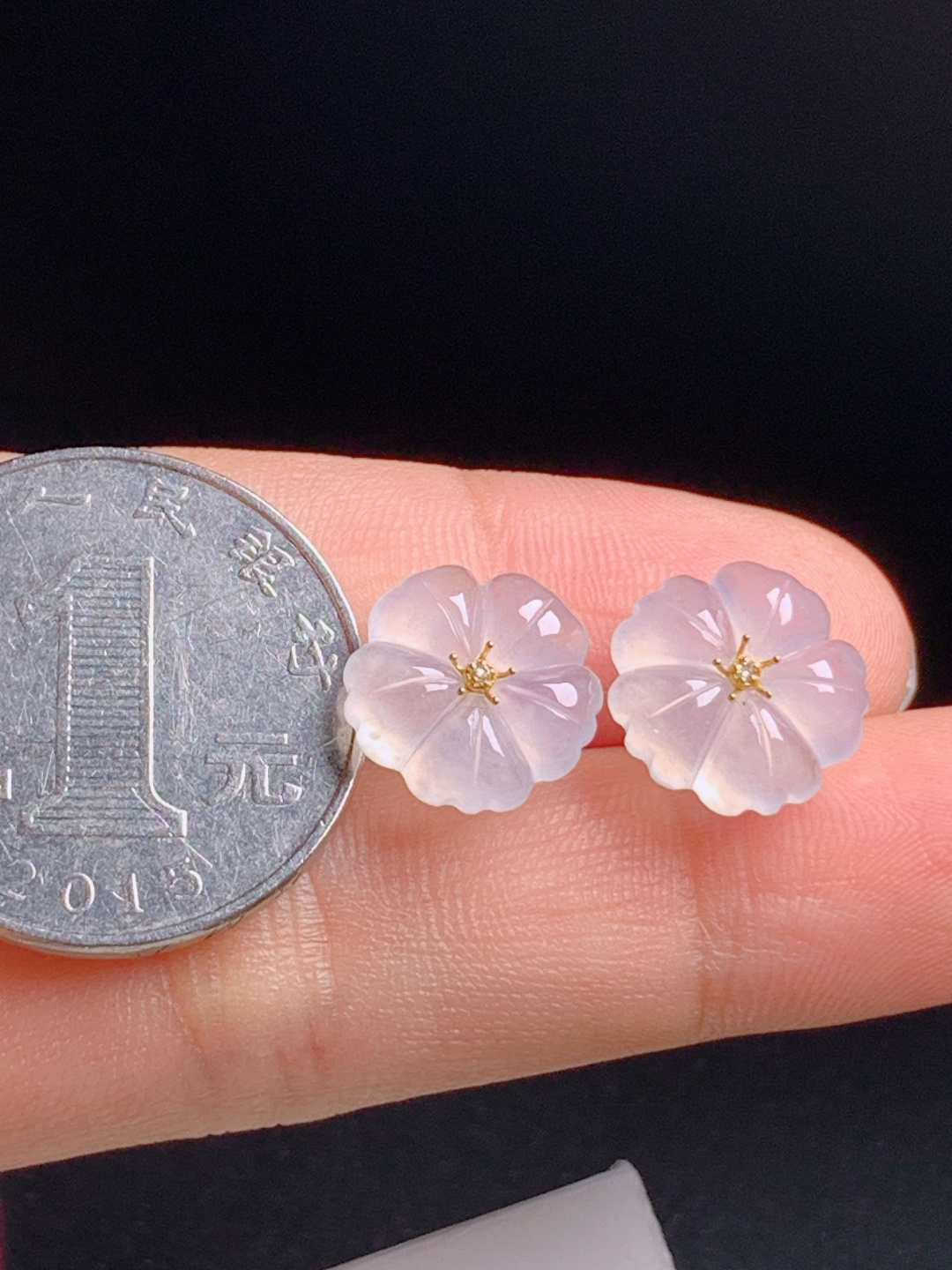 ️ 花朵耳钉，18K金镶钻花心，冰润粉嫩温婉灵动 080610