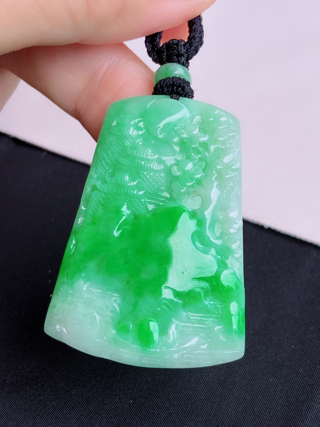 ️翠绿山水牌，意境美，尺寸44.6/32.8/5/自然光实拍