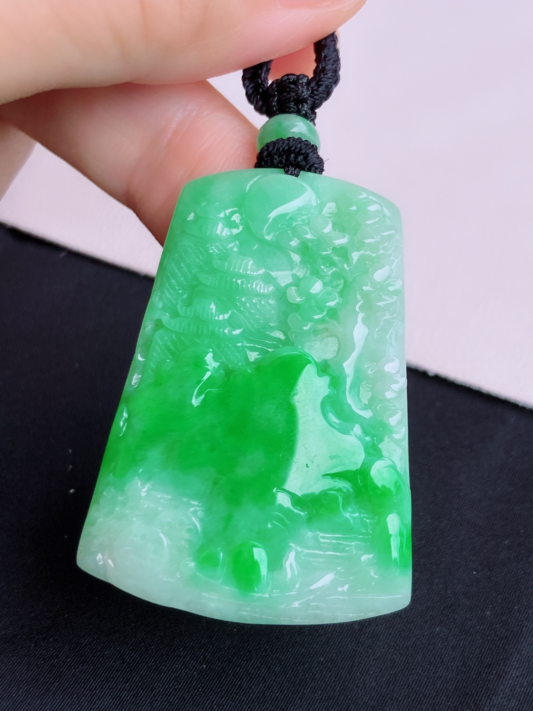 ️翠绿山水牌，意境美，尺寸44.6/32.8/5/自然光实拍