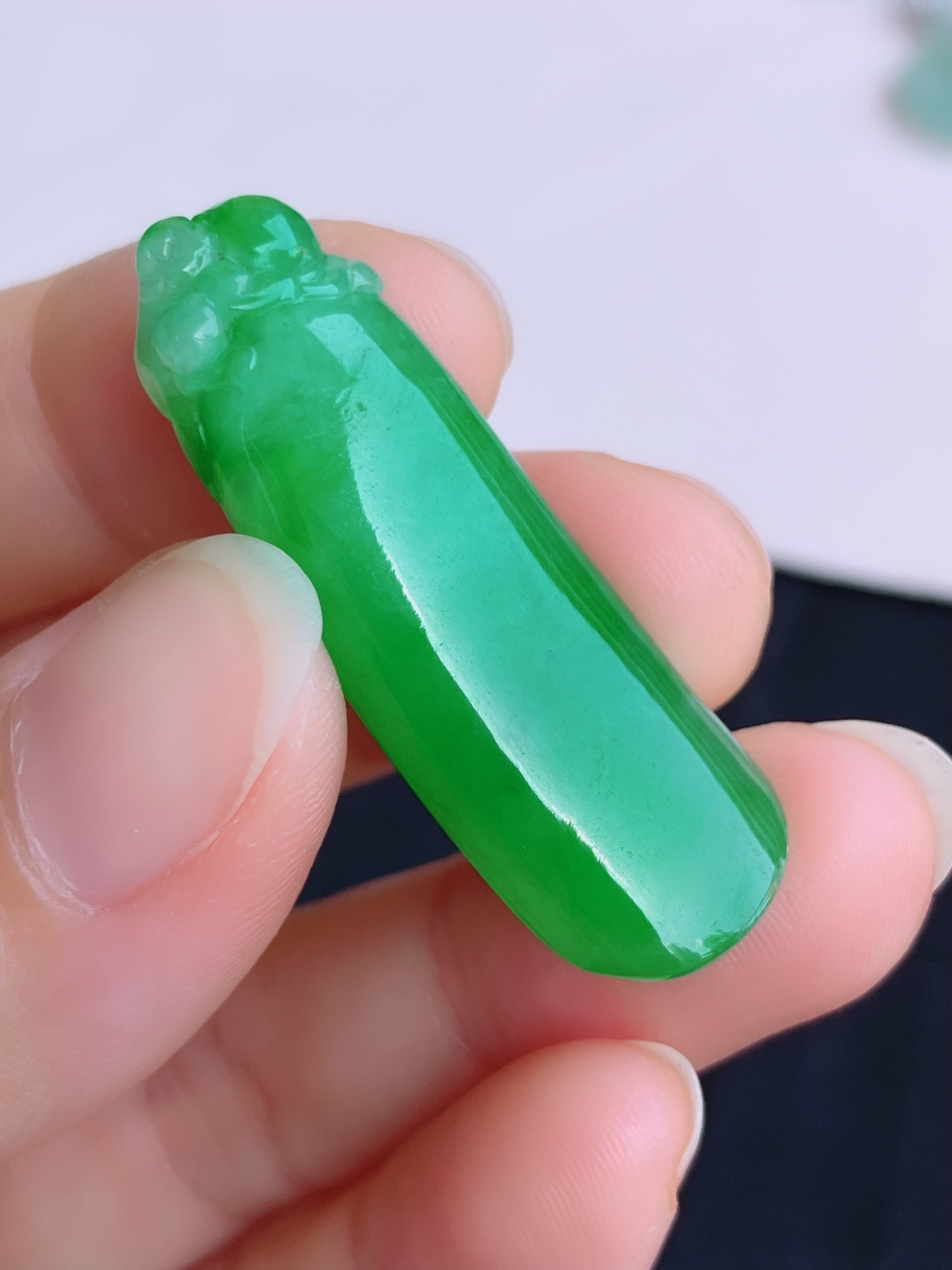 翠绿福瓜，色美清爽，尺寸39.8/13.3/7.3/自然光实拍