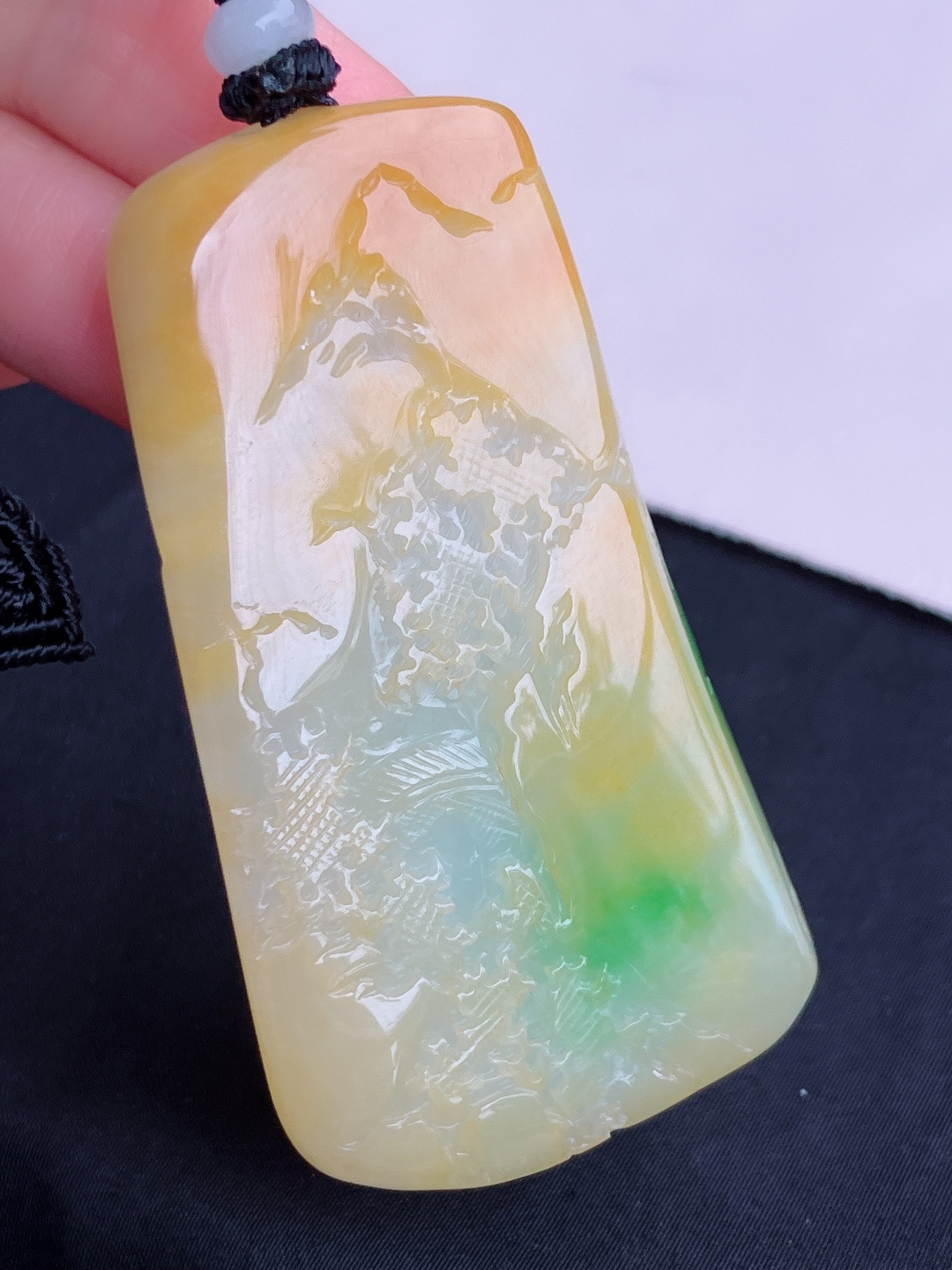 三彩山水牌，意境美，尺寸65/36.5/14/自然光实拍