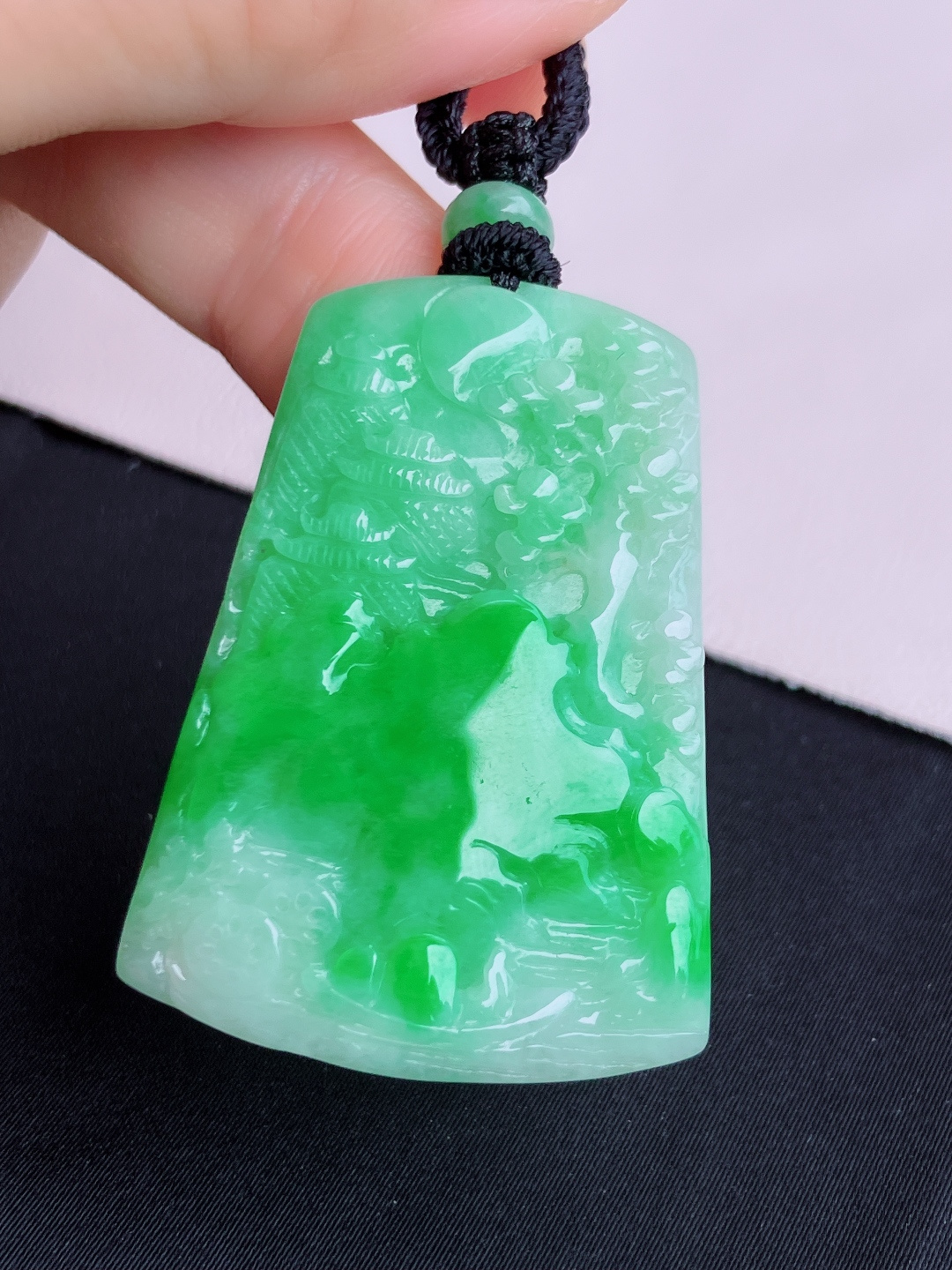 ️翠绿山水牌，意境美，尺寸44.6/32.8/5/自然光实拍