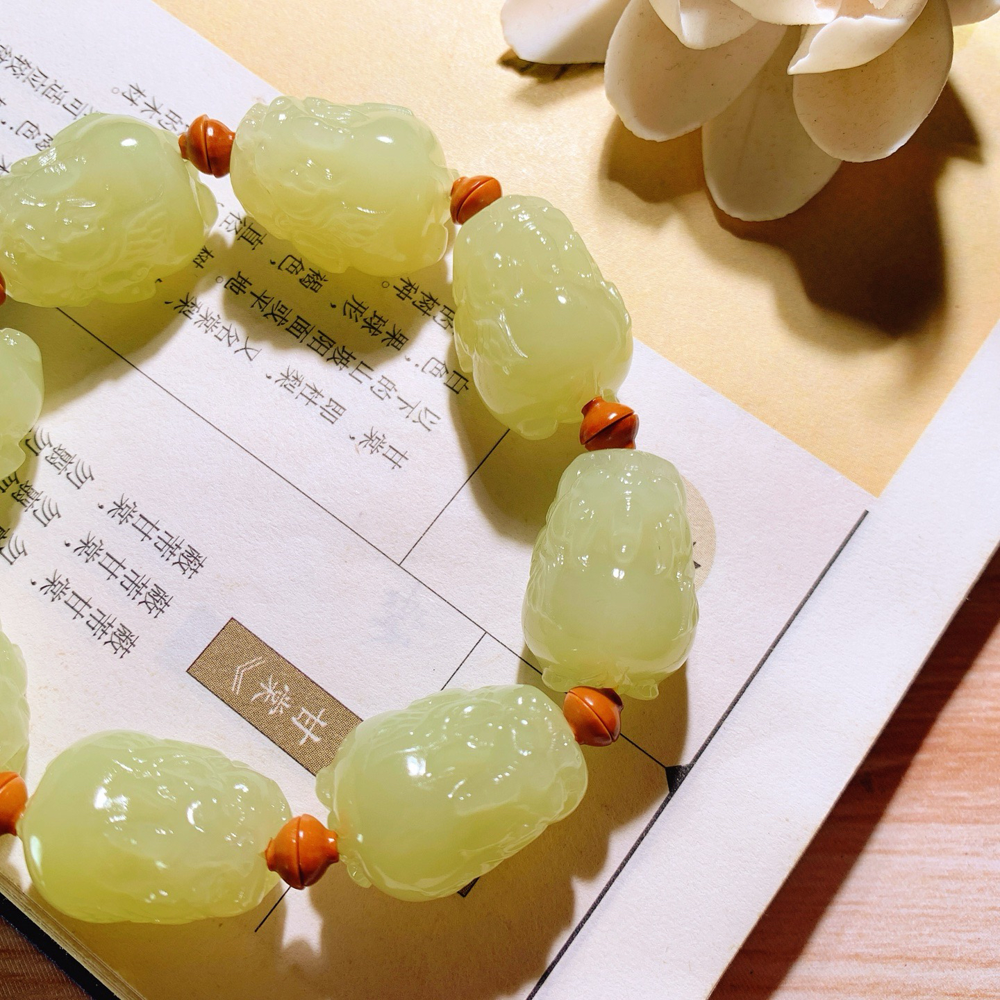 新疆和田玉若羌黄口料招财貔貅手串！挂件！单颗尺寸22/15/15重67克 玉质细腻油润 底色纯净 脂粉好，品质好。lt260611