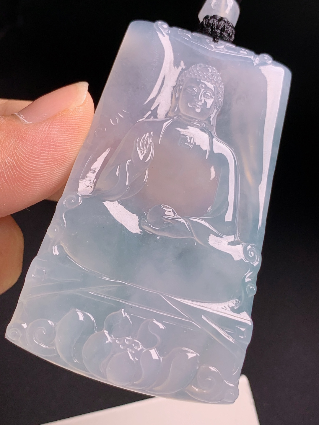 ️ 冰种大日如来方牌，冰润通透起光，寓意佛光普照福泽绵长 裸石66.5-38-5.5 430609