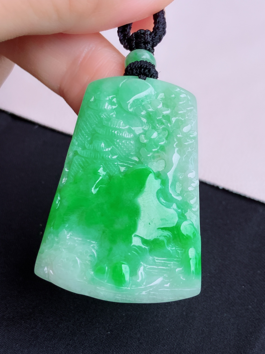 ️翠绿山水牌，意境美，尺寸44.6/32.8/5/自然光实拍