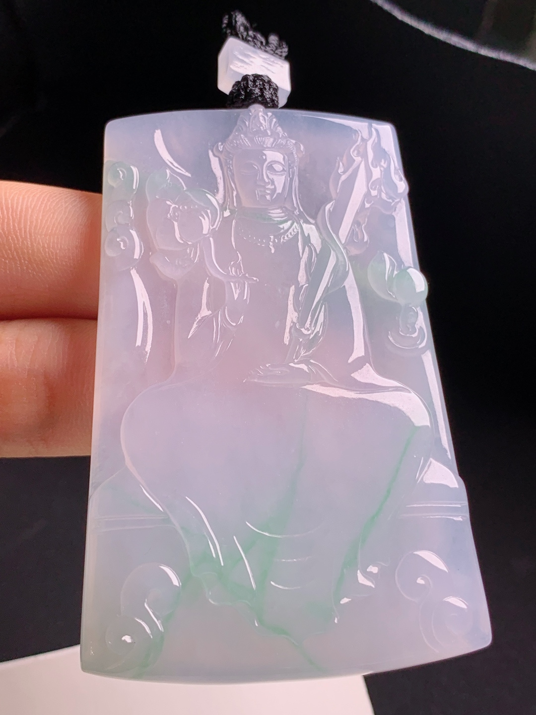 冰飘绿文殊菩萨观音，种水冰润雕工细腻，寓意智慧加持平安顺遂 430609