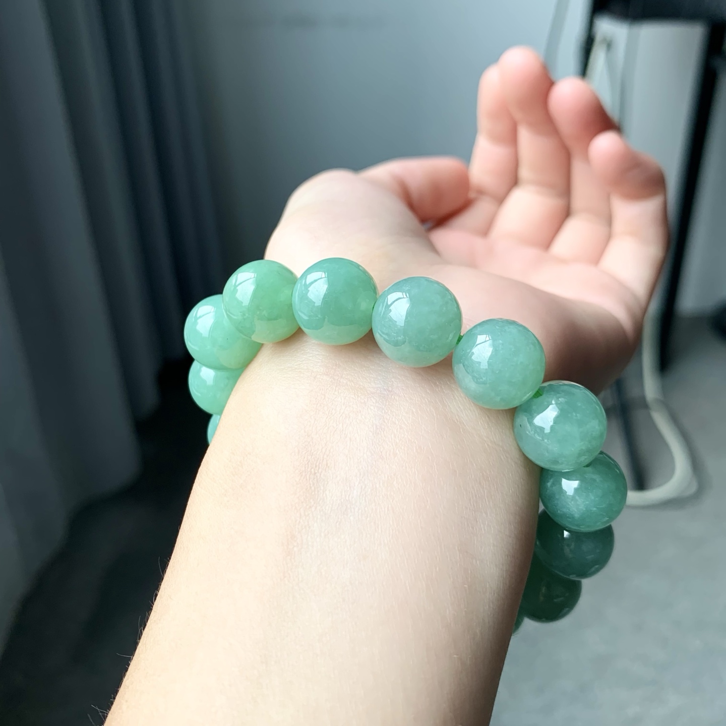 冰绿手串 色泽优美 圆润亮丽 尺寸12.7【NINI86】