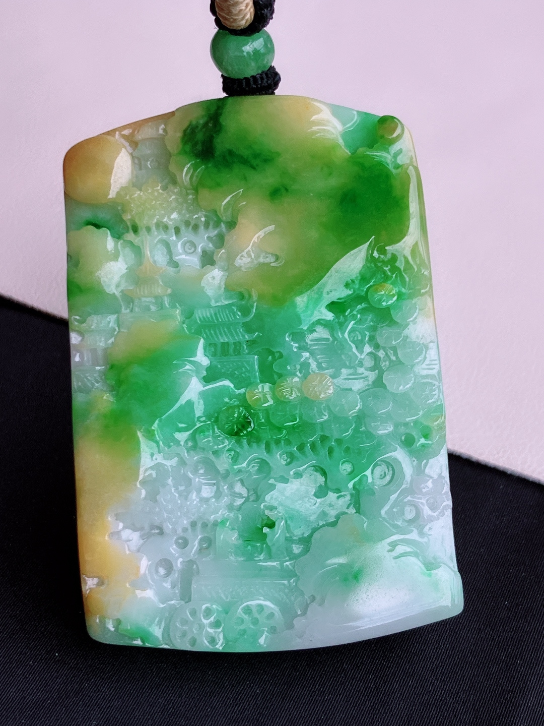 三彩山水牌，意境美，尺寸63/42/7/自然光实拍
