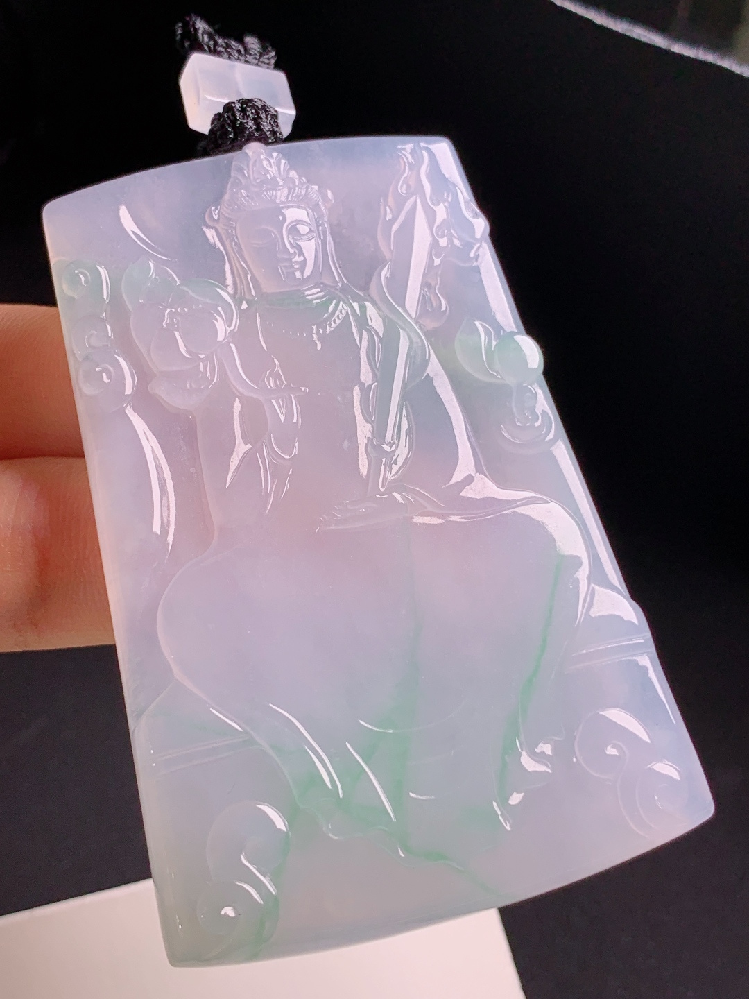 冰飘绿文殊菩萨观音，种水冰润雕工细腻，寓意智慧加持平安顺遂 430609