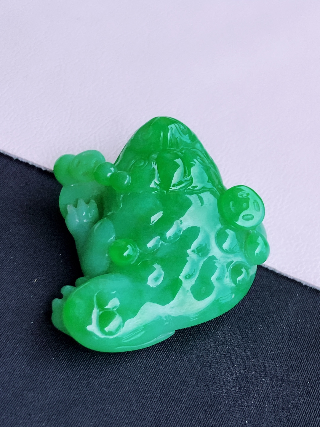 翠绿大金蟾，招财进宝，尺寸42/38.5/16.8/自然光实拍
