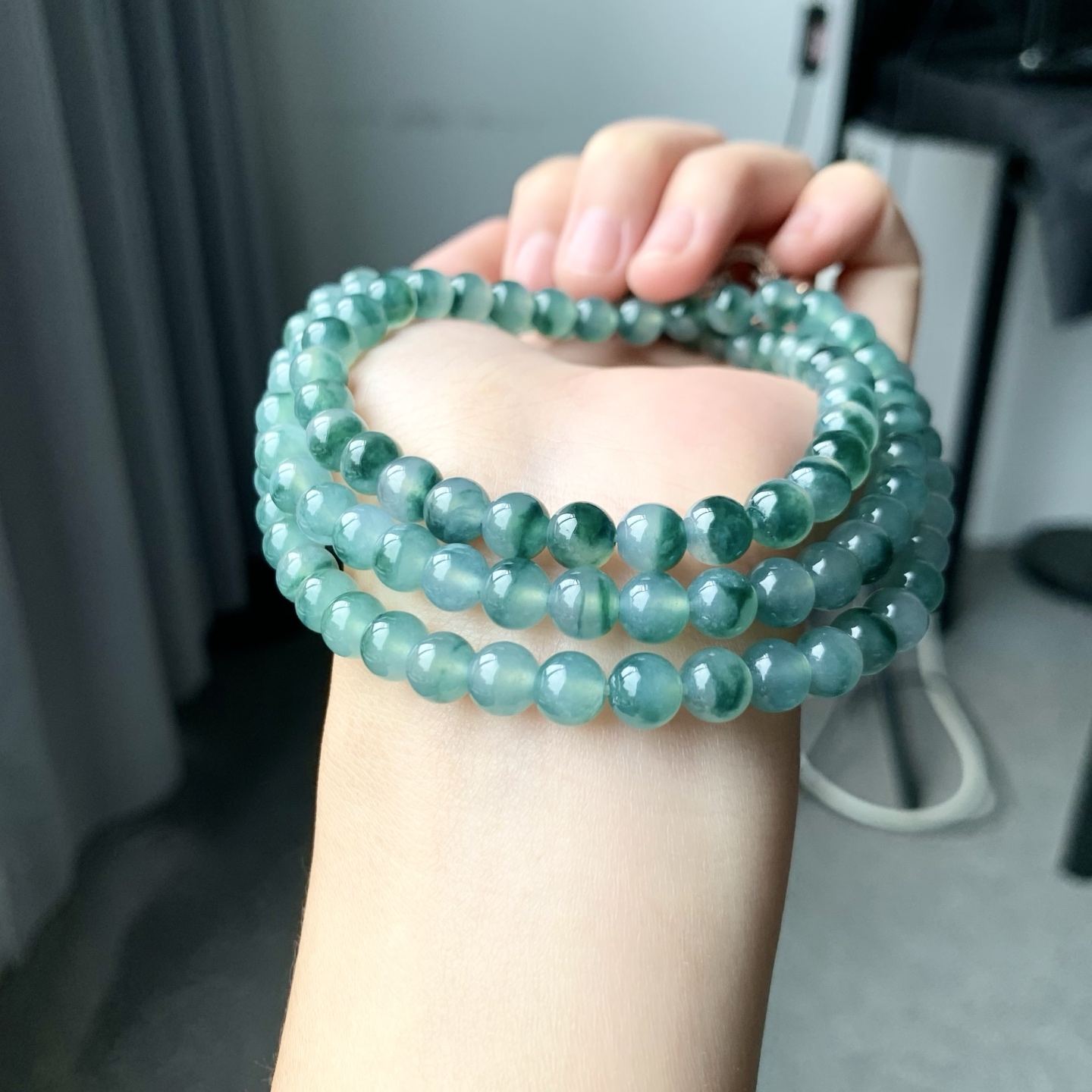 冰飘花珠链 细腻飘花 圆润胶润 尺寸6.8 颗数108【NINI158】