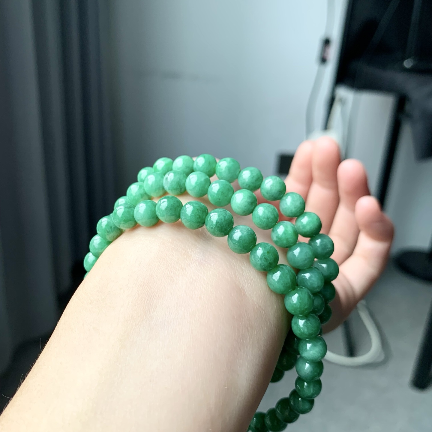 冰绿珠链 色泽优美 圆润亮丽 尺寸7颗数90【NINI152】