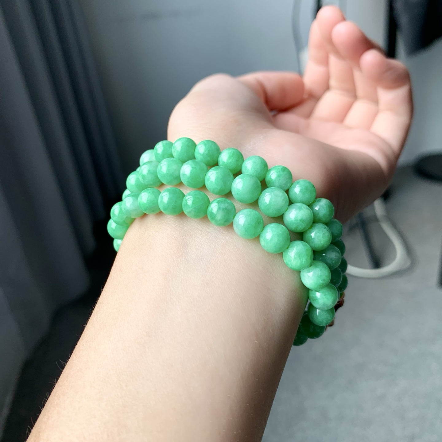 冰绿珠链 色泽优美 圆润亮丽 尺寸7.2颗数77【NINI157】
