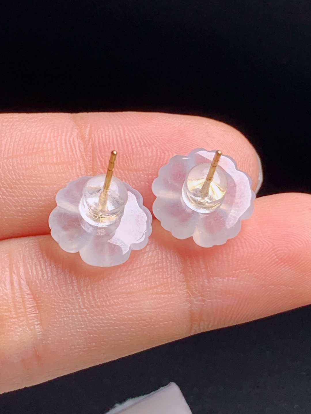 ️ 花朵耳钉，18K金镶钻花心，冰润粉嫩温婉灵动 080610