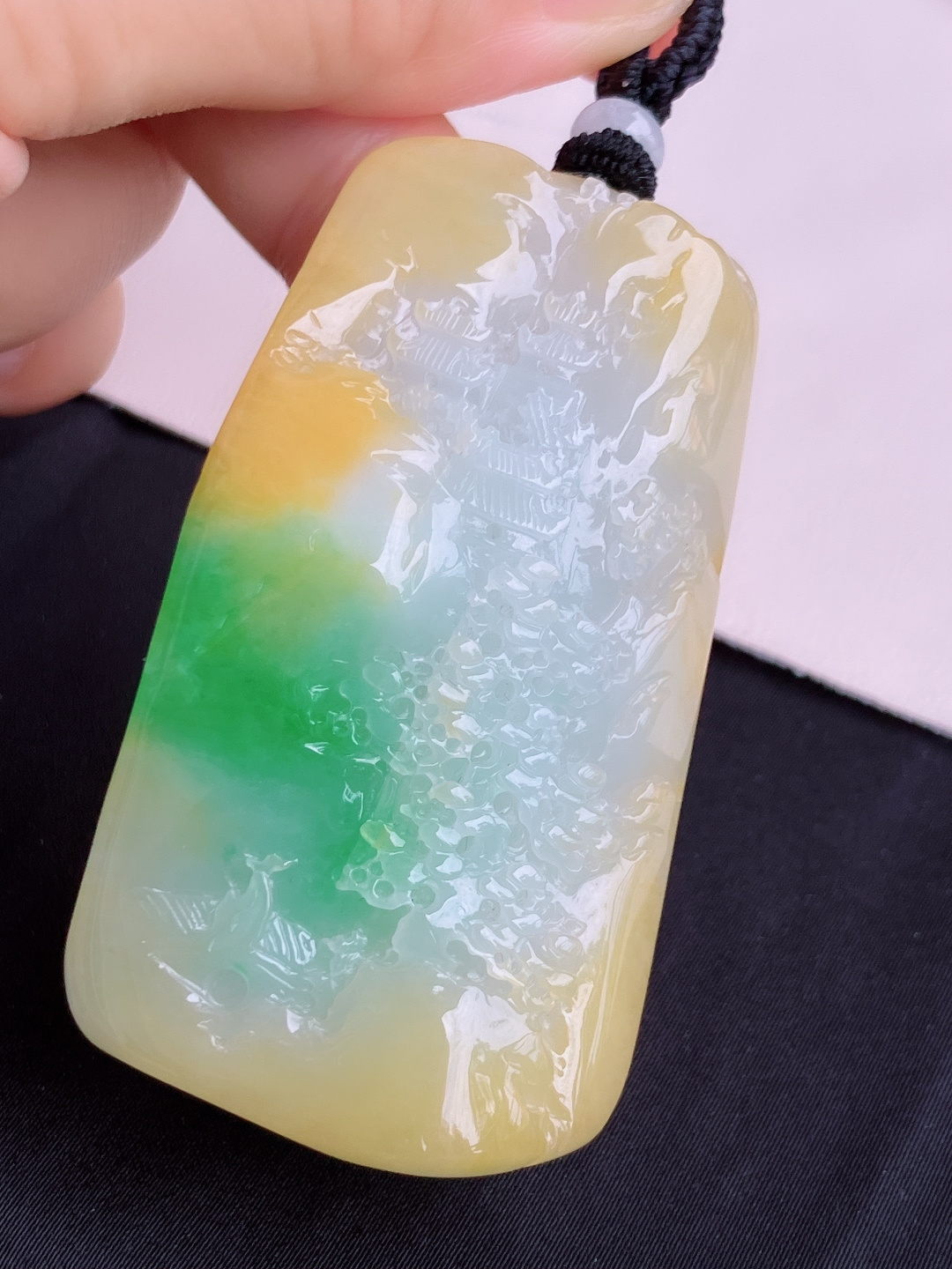 三彩山水牌，意境美，尺寸65/36.5/14/自然光实拍
