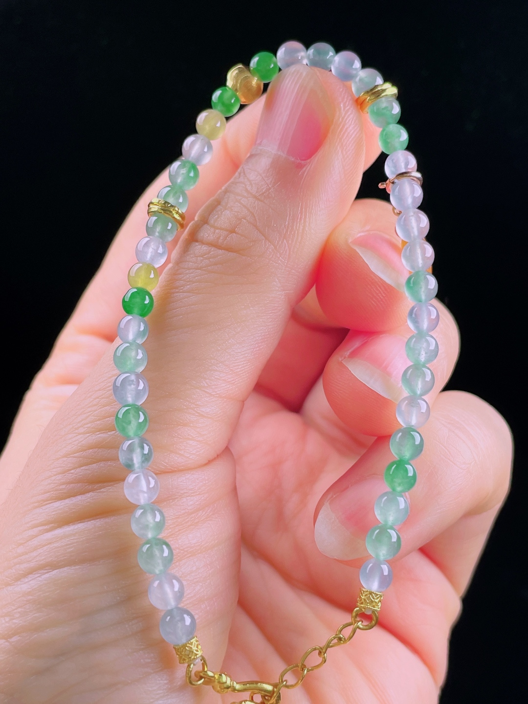 ️冰种手链，老种起光，细底通透，尺寸：4mm