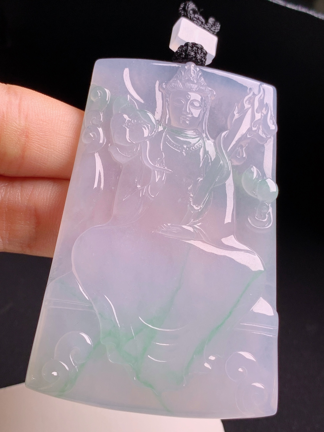 冰飘绿文殊菩萨观音，种水冰润雕工细腻，寓意智慧加持平安顺遂 430609