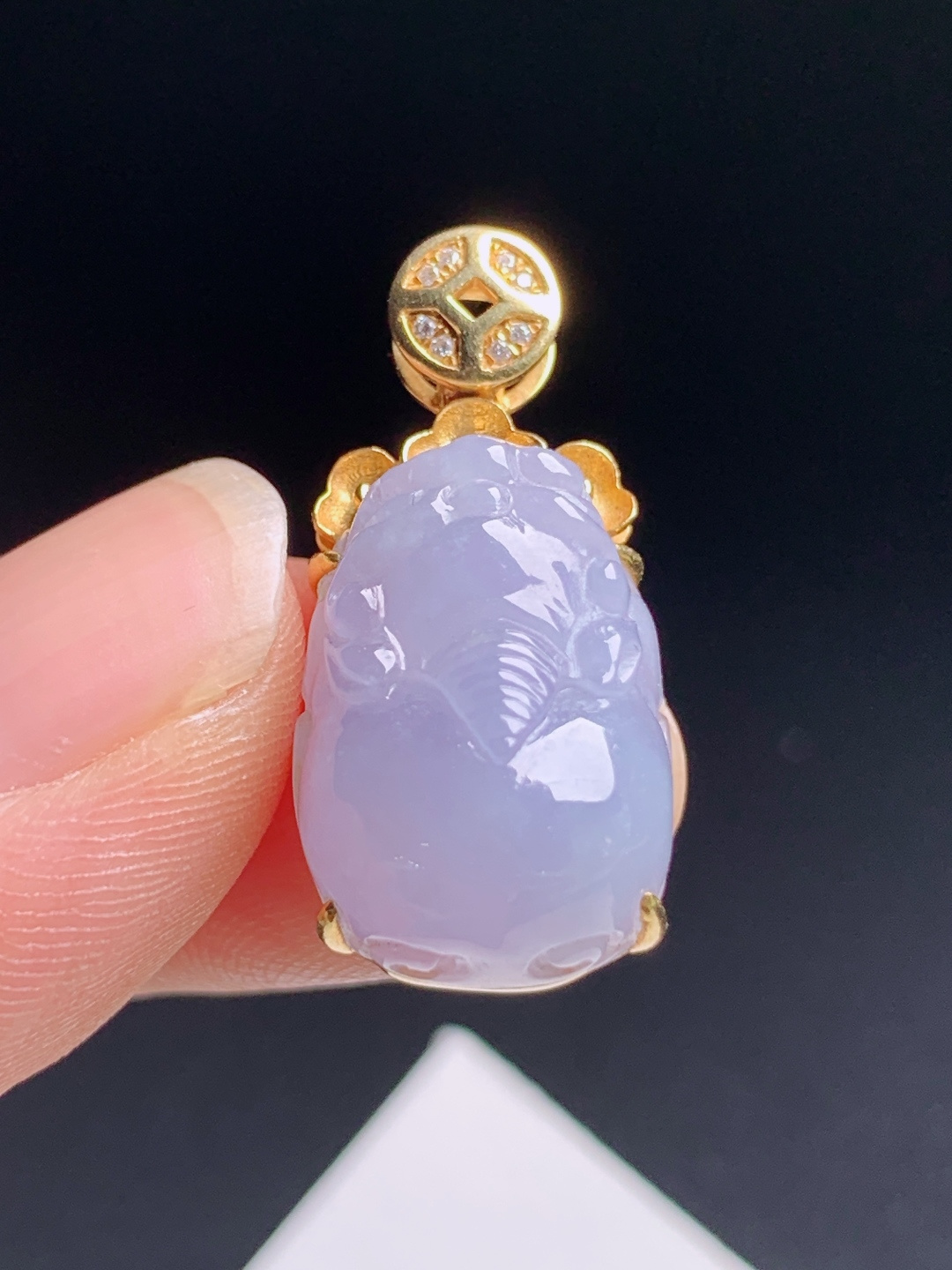 ️  冰貔貅吊坠，18K金镶钻铜钱扣，紫韵迷人招财纳福 裸石18.1-12.3-8.5 整体28.