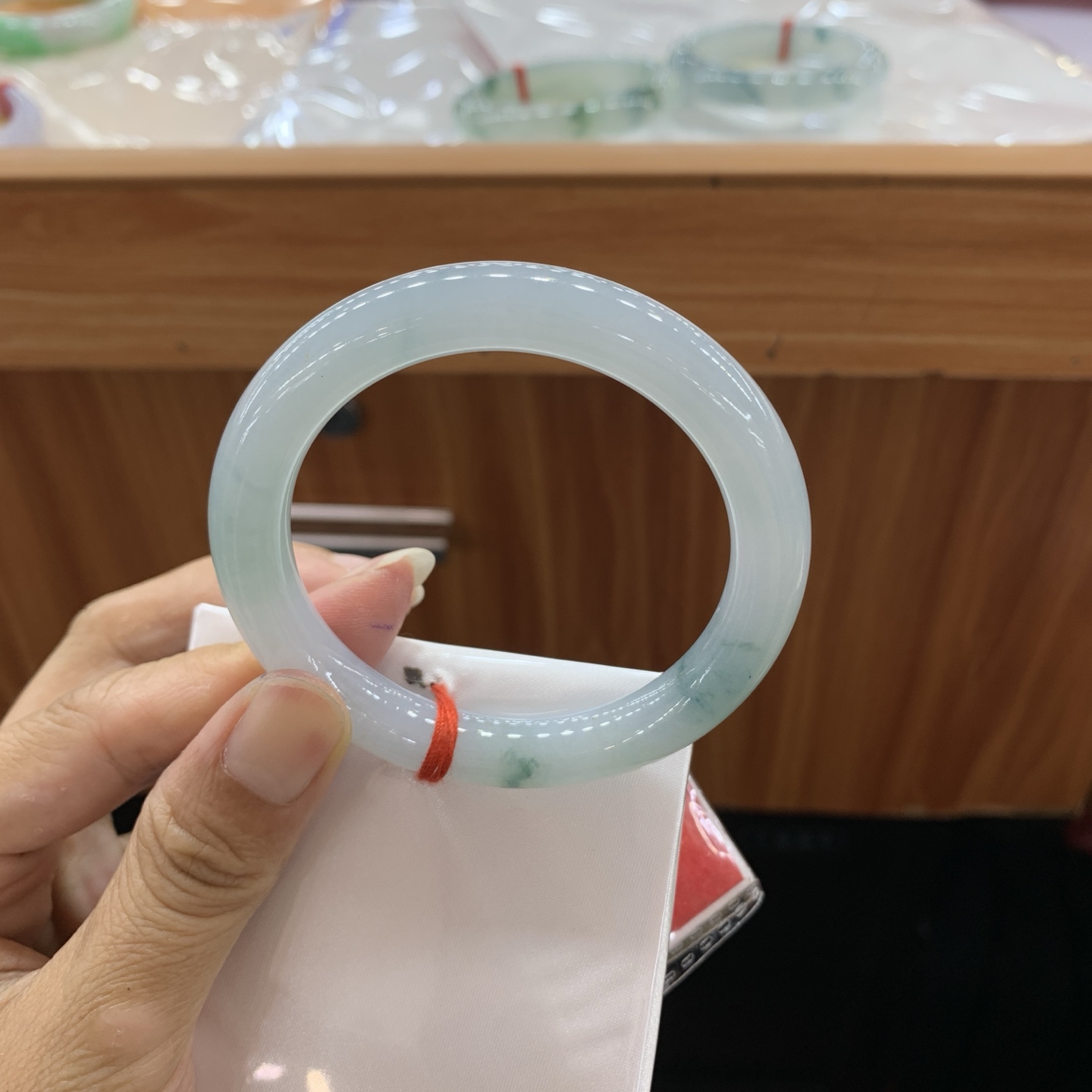 061113GX 飘花圆条翡翠手镯 53-9.7-9.2