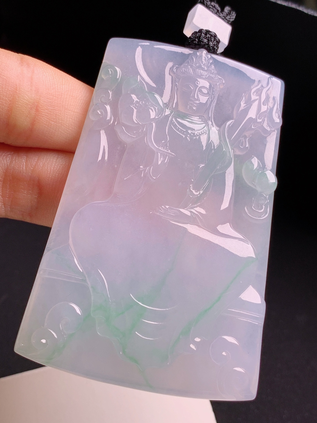 冰飘绿文殊菩萨观音，种水冰润雕工细腻，寓意智慧加持平安顺遂 430609