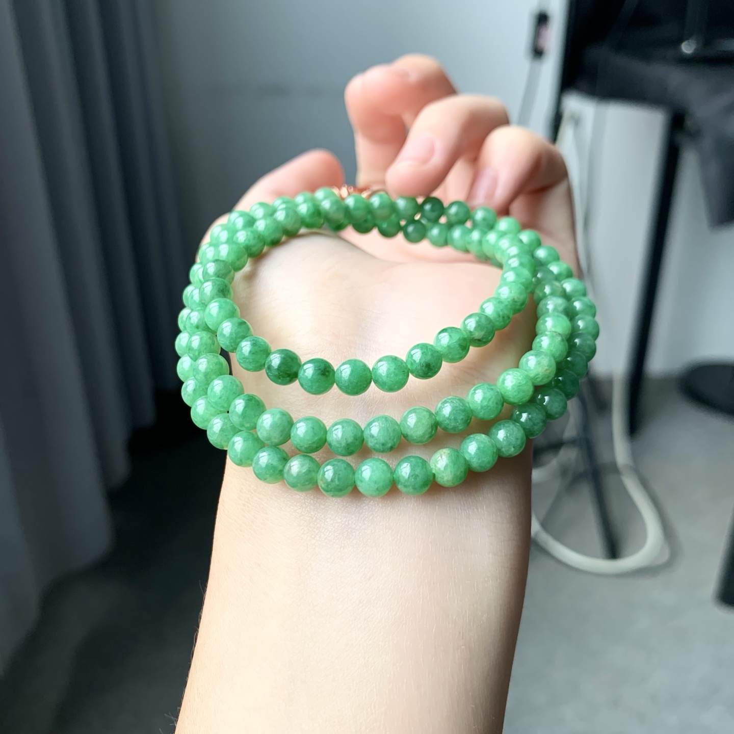 冰绿珠链 色泽优美 圆润亮丽 尺寸5.7颗数108【NINI108】