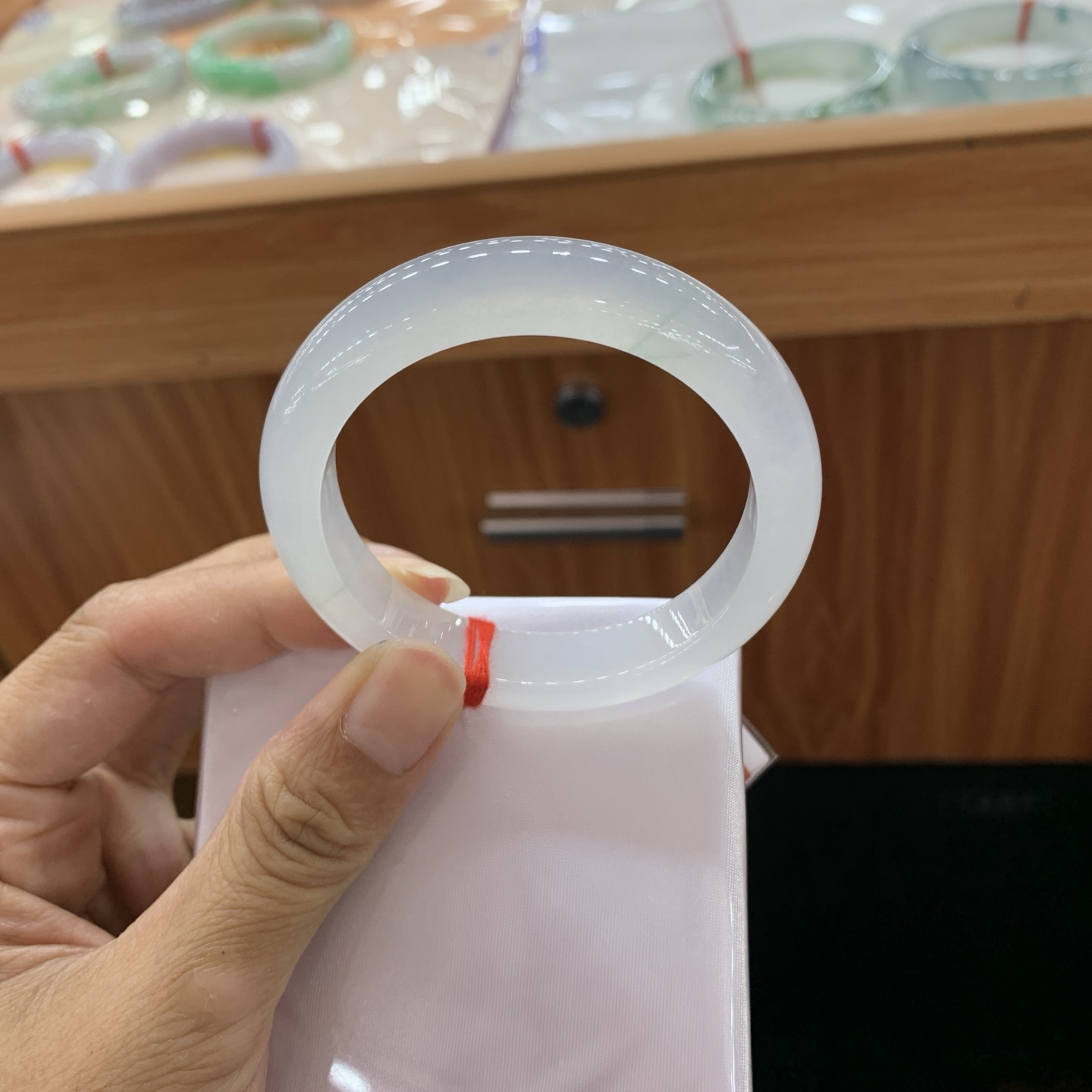 白冰飘花正圈翡翠手镯 50-11.4-7.7