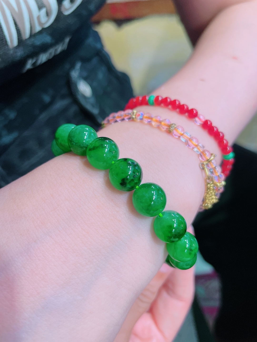 ️绿珠子手串，晶莹剔透，新颖时尚，9.5-10.6
