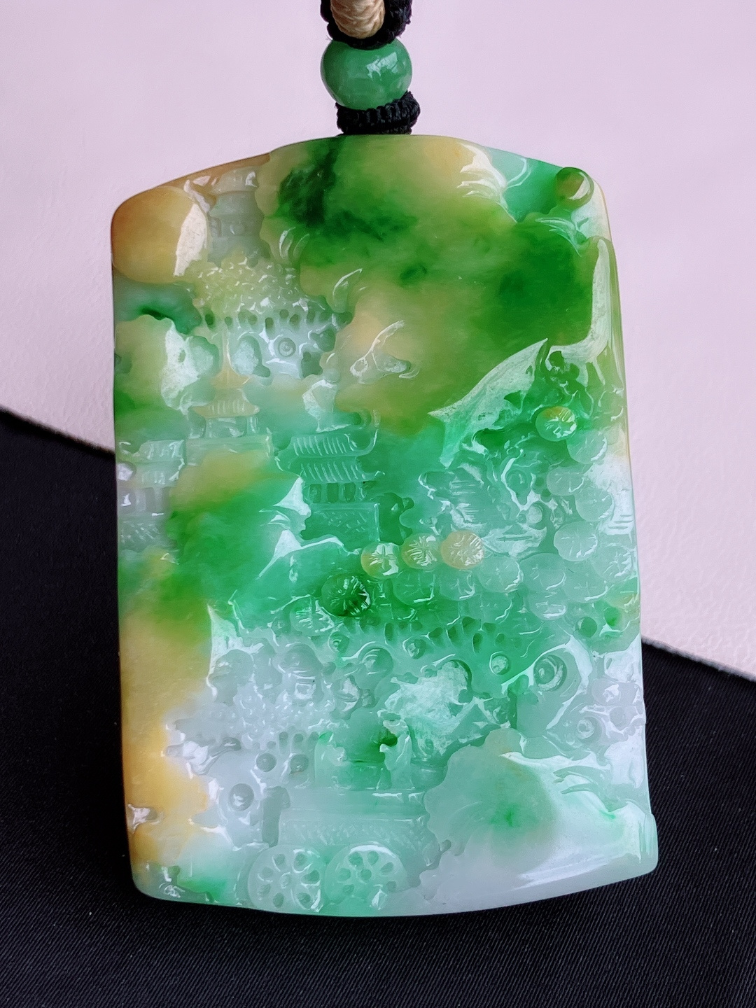 三彩山水牌，意境美，尺寸63/42/7/自然光实拍
