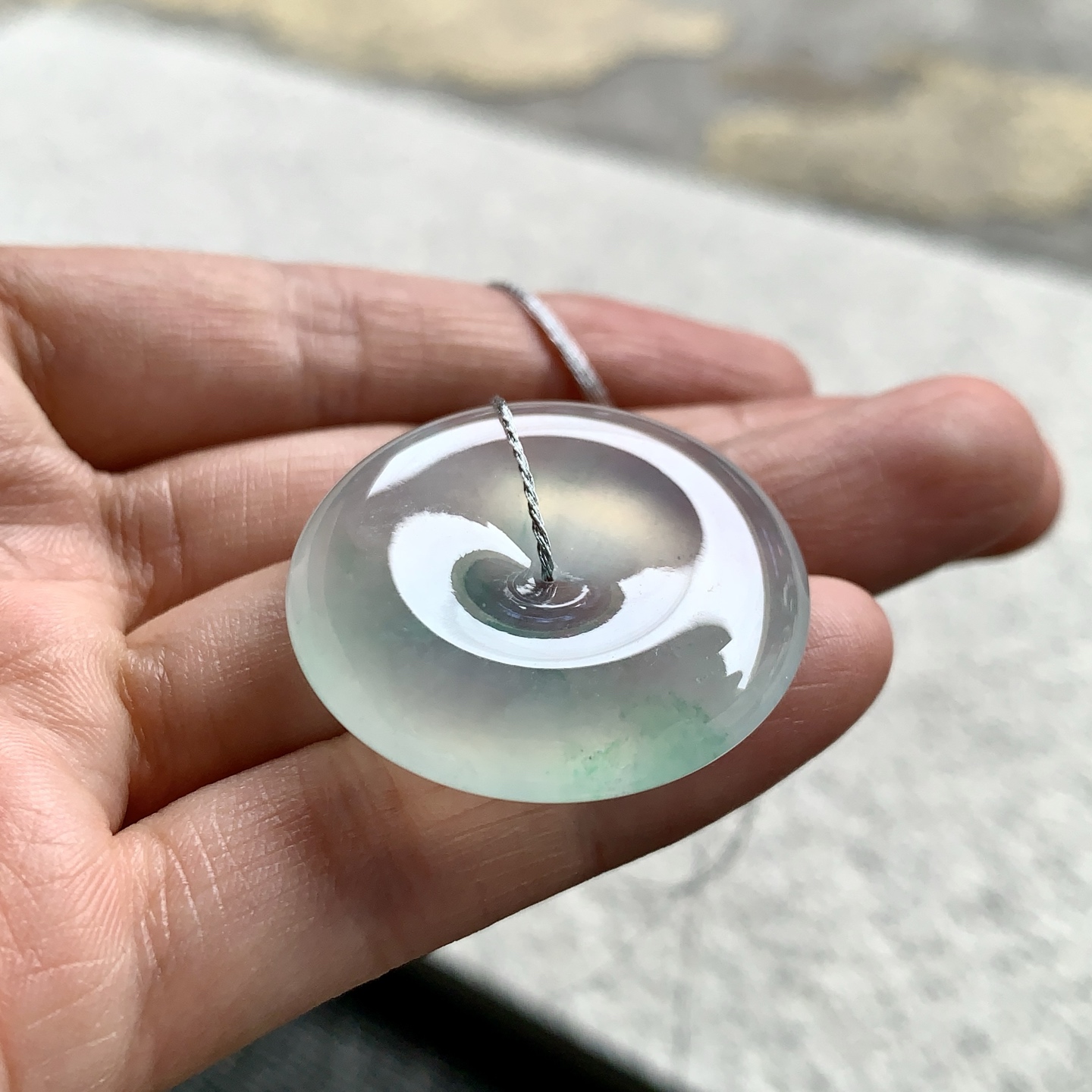 飘绿平安扣，种质通透起胶