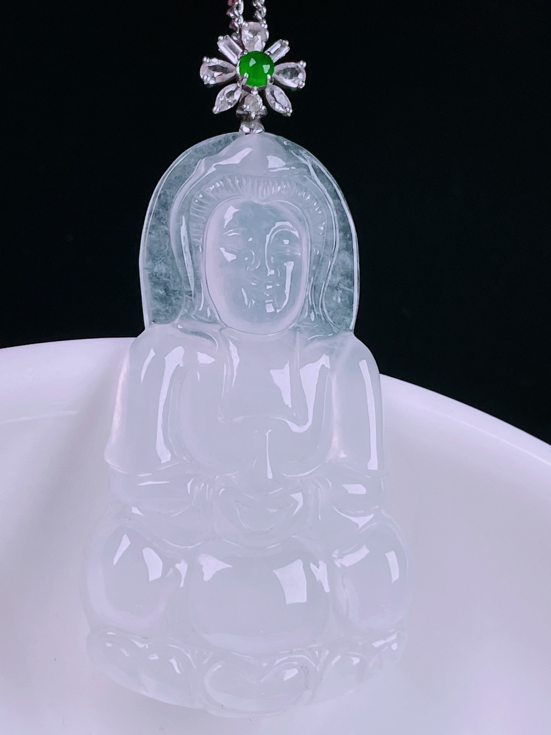 白冰观音，老种起光，细底通透，尺寸：48/23.4/4mm0613