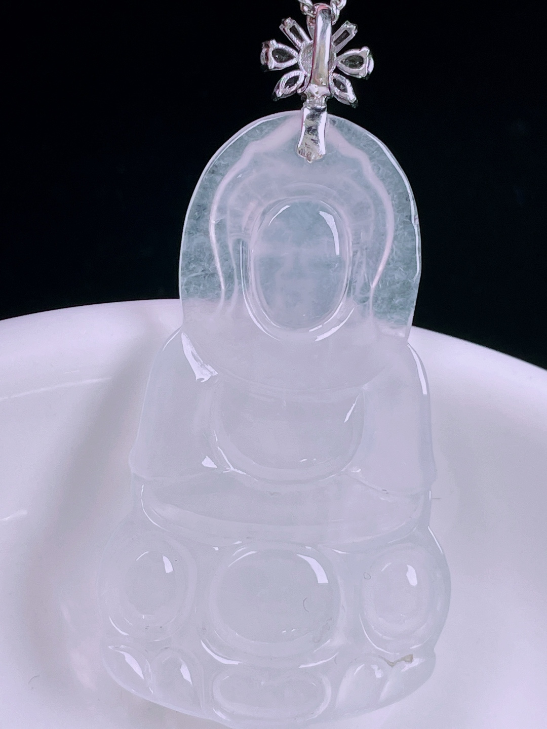 白冰观音，老种起光，细底通透，尺寸：48/23.4/4mm0613