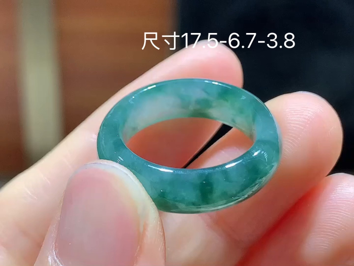 冰飘花戒圈 无裂, 尺寸，17.5-6.7-3.8