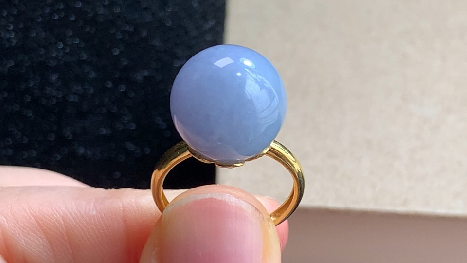 ️ 18K金伴钻珠子戒指，尺寸13.5mm，圈口13，包A附证书