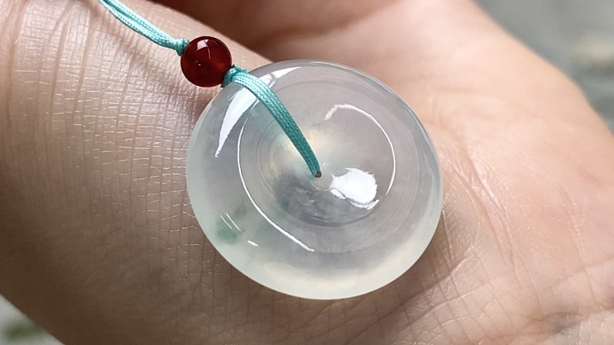 ️ 冰种飘绿平安扣 21.8*5.8 完整