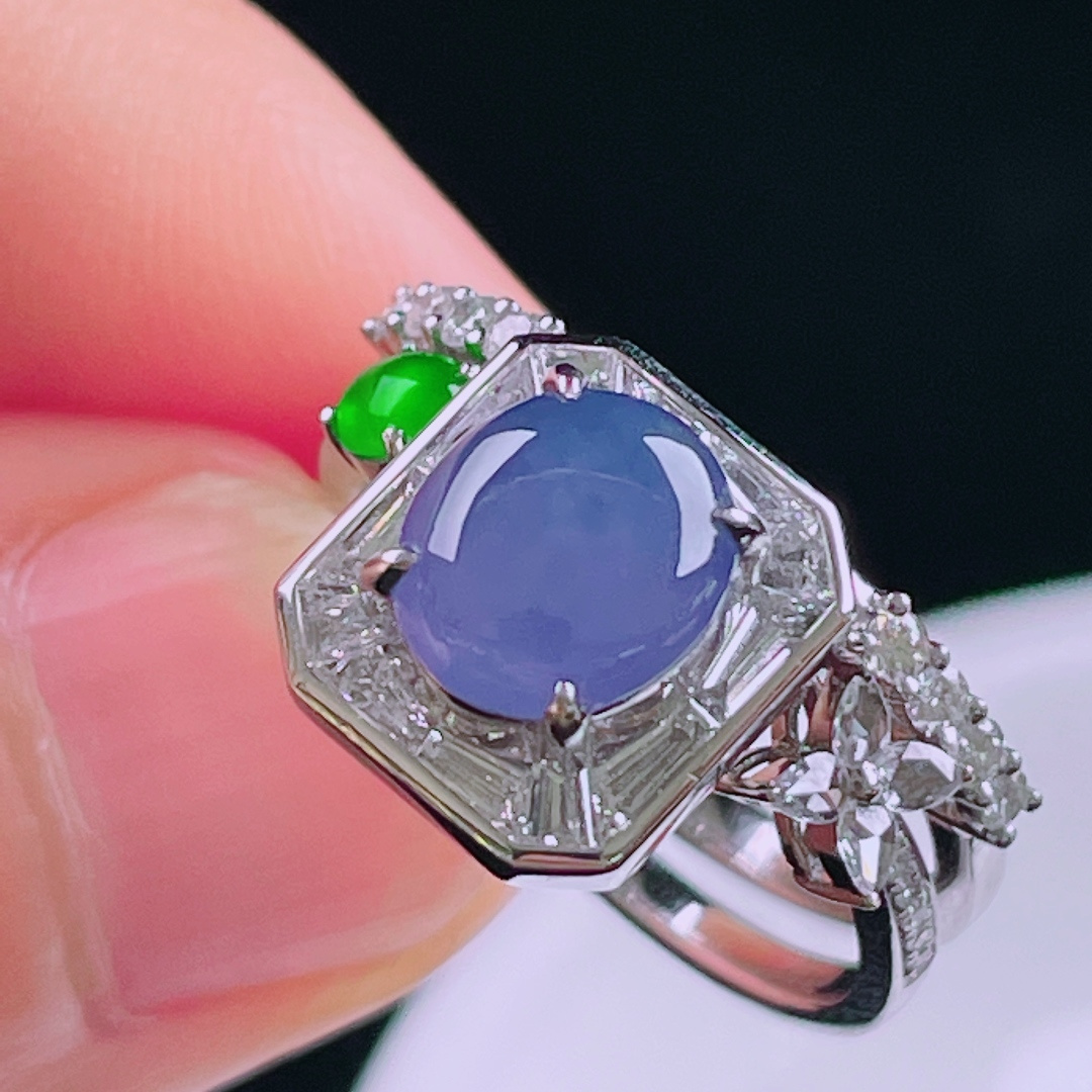 ️冰紫戒指，老种起光，细底通透，尺寸：裸石8.4/7.6/3mm0613