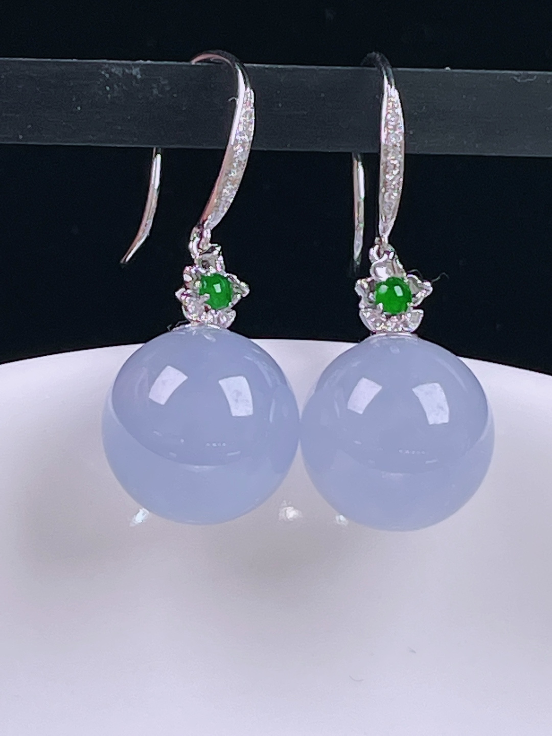 ️冰紫耳坠，老种起光，细底通透，尺寸：裸石12mm0613